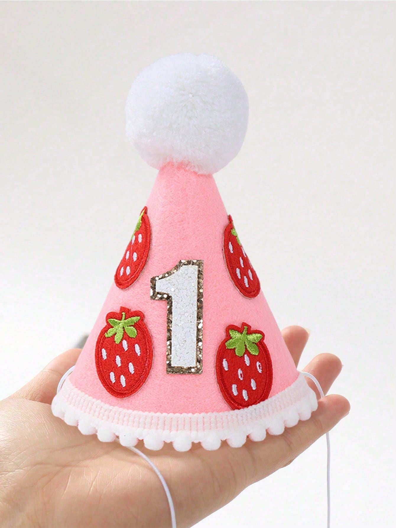 1pc Strawberry Themed 1st Birthday Hat, Shiny Number 1 Design Crown, Strawberry Headband, 1st Birthday Memento, Photography Prop, Strawberry Themed 1st Birthday Party Decor, 1st Birthday Party Supplie