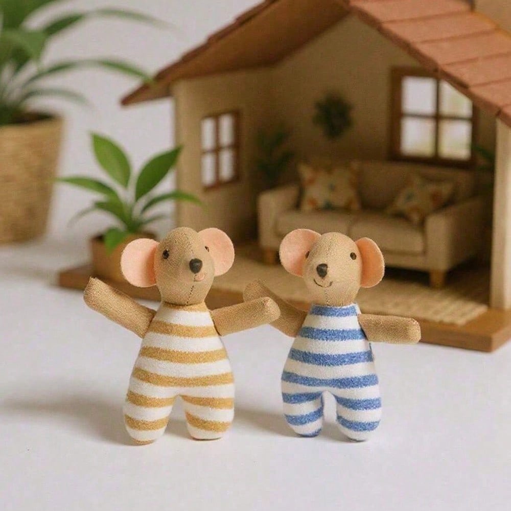 1pc Striped Mouse Doll, Mouse Dressed As Doll, Fabric Doll, Children's Day/Birthday Gift, Suitable For Dollhouse Accessories