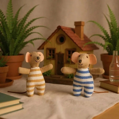 1pc Striped Mouse Doll, Mouse Dressed As Doll, Fabric Doll, Children's Day/Birthday Gift, Suitable For Dollhouse Accessories