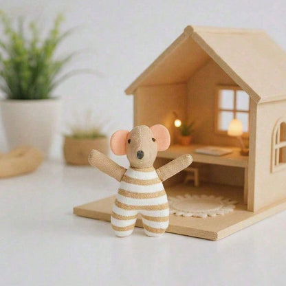1pc Striped Mouse Doll, Mouse Dressed As Doll, Fabric Doll, Children's Day/Birthday Gift, Suitable For Dollhouse Accessories