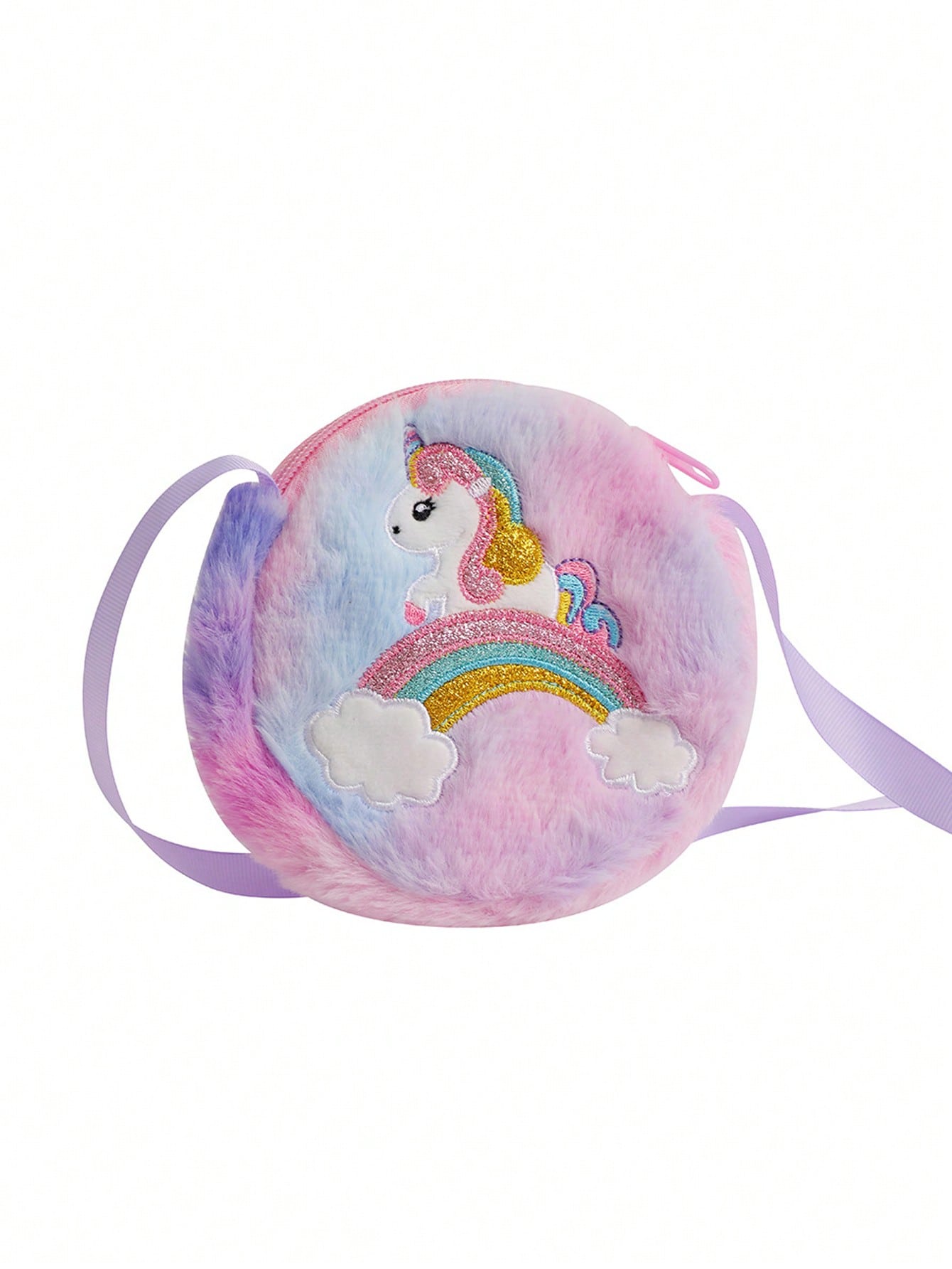 1pc Stylish & Cute Unicorn Pattern Plush Shoulder Bag For Girls, With Shoulder & Crossbody Straps, Suitable For Daily Use