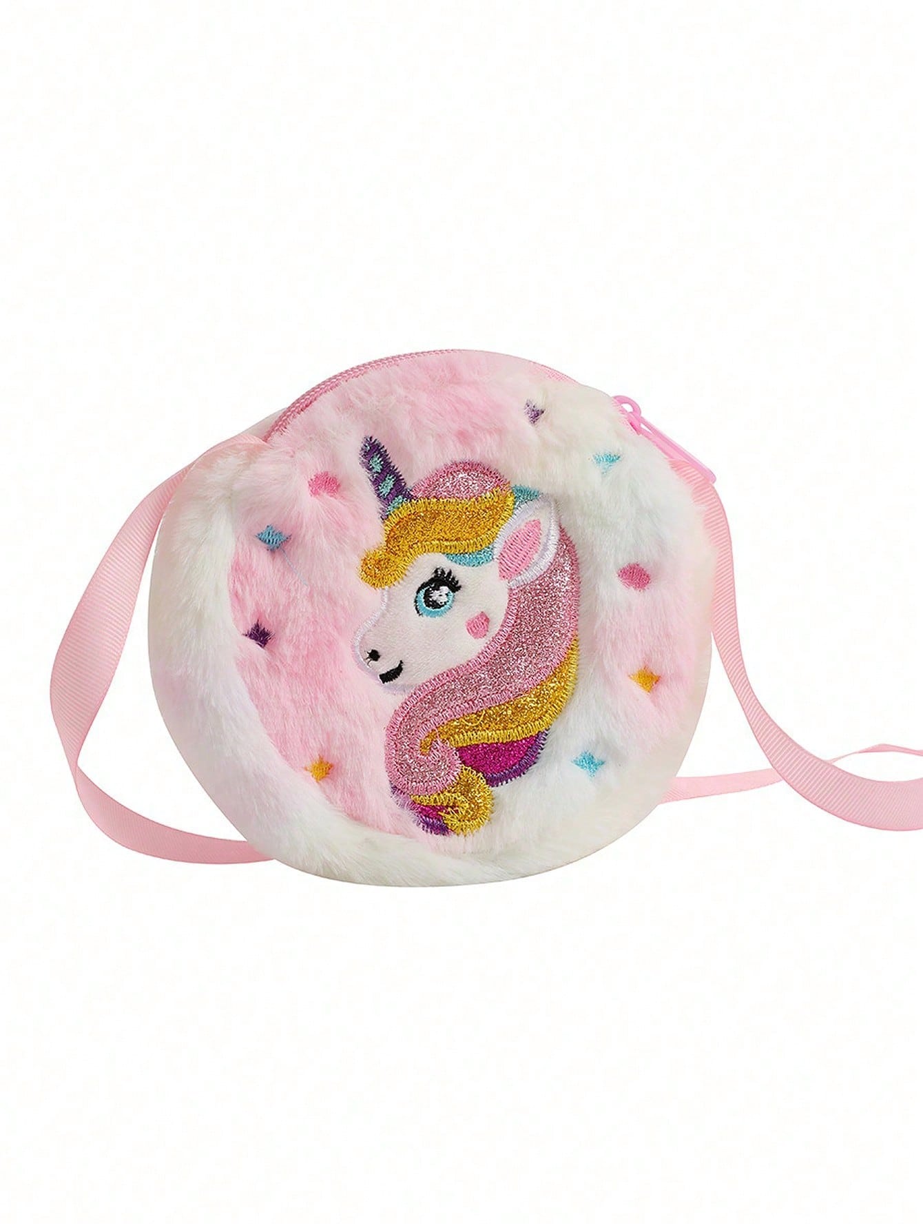 1pc Stylish & Cute Unicorn Pattern Plush Shoulder Bag For Girls, With Shoulder & Crossbody Straps, Suitable For Daily Use