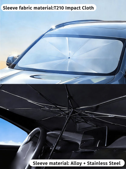 1pc Summer Car Sun Shade Umbrella, Foldable Reflective Sunshade Umbrella, Large Size UV Protection Sun Umbrella Suitable For Various Car Window Sizes, Thick Titanium Silver Heat Insulation Anti-UV Sun