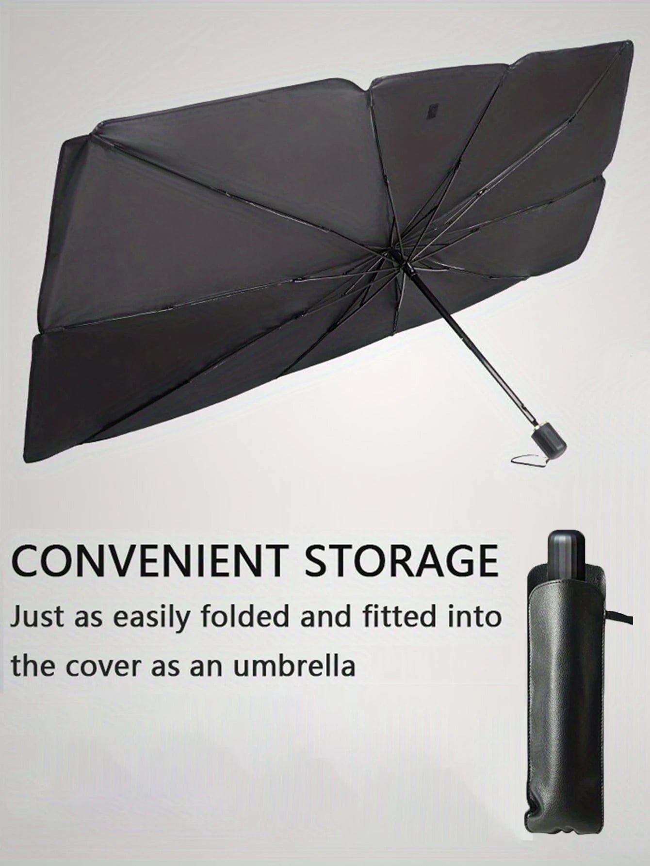 1pc Summer Car Sun Shade Umbrella, Foldable Reflective Sunshade Umbrella, Large Size UV Protection Sun Umbrella Suitable For Various Car Window Sizes, Thick Titanium Silver Heat Insulation Anti-UV Sun