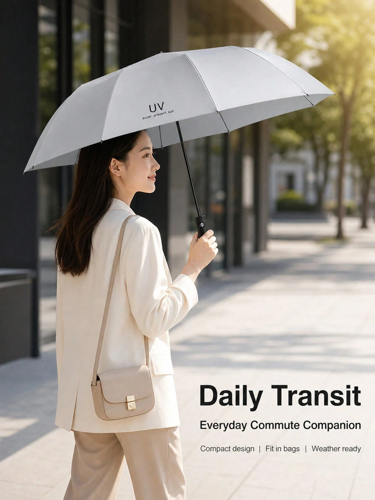1PC Sunscreen Solid Color Three Fold Automatic Umbrella For Women Men,Portable Parasol Sun Shade Sun Umbrella Dayang Umbrella For Spring Summer Autumn Winter