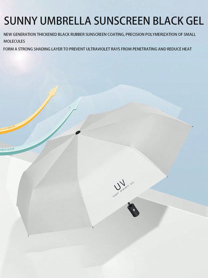1PC Sunscreen Solid Color Three Fold Automatic Umbrella For Women Men,Portable Parasol Sun Shade Sun Umbrella Dayang Umbrella For Spring Summer Autumn Winter