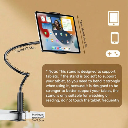 1Pc Tablet And Phone Holder, Thickened Flexible Arm Goose Neck Tablet Stand Suitable For Bed, Bedside, Desk, Bed Headboard, Table, Sofa, Horizontal Bed, Mini Pro Air, Kindle, Switch, Galaxy Tabs Devic