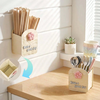 1pc Toothbrush Toothpaste Makeup Brush Storage Holder, Transparent Milky White, Wall-Mounted No-Drill Mirror Cabinet Cosmetic Storage Box