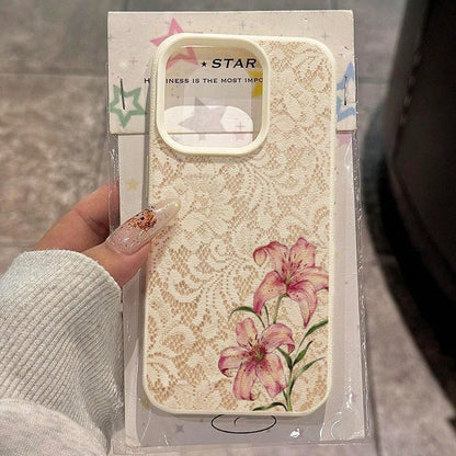 1pc TPU Material Cute Polka Dot Lily Floral Pattern Phone Case Compatible With IPhone 17 Pro Max/17/16 Pro Max/15/13/12/11, S20 FE/A15/S24/A55, Note 11/Note 12/Note 13 Pro, Full Coverage Anti-Drop Sof