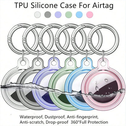 1pc Transparent TPU Protective Case For Airtag Antil-Lost Tracker, Soft Silicone Full Coverage, Waterproof Dustproof Shockproof, With Metal Keychain, Multiple Colors Available, Great Gift Idea