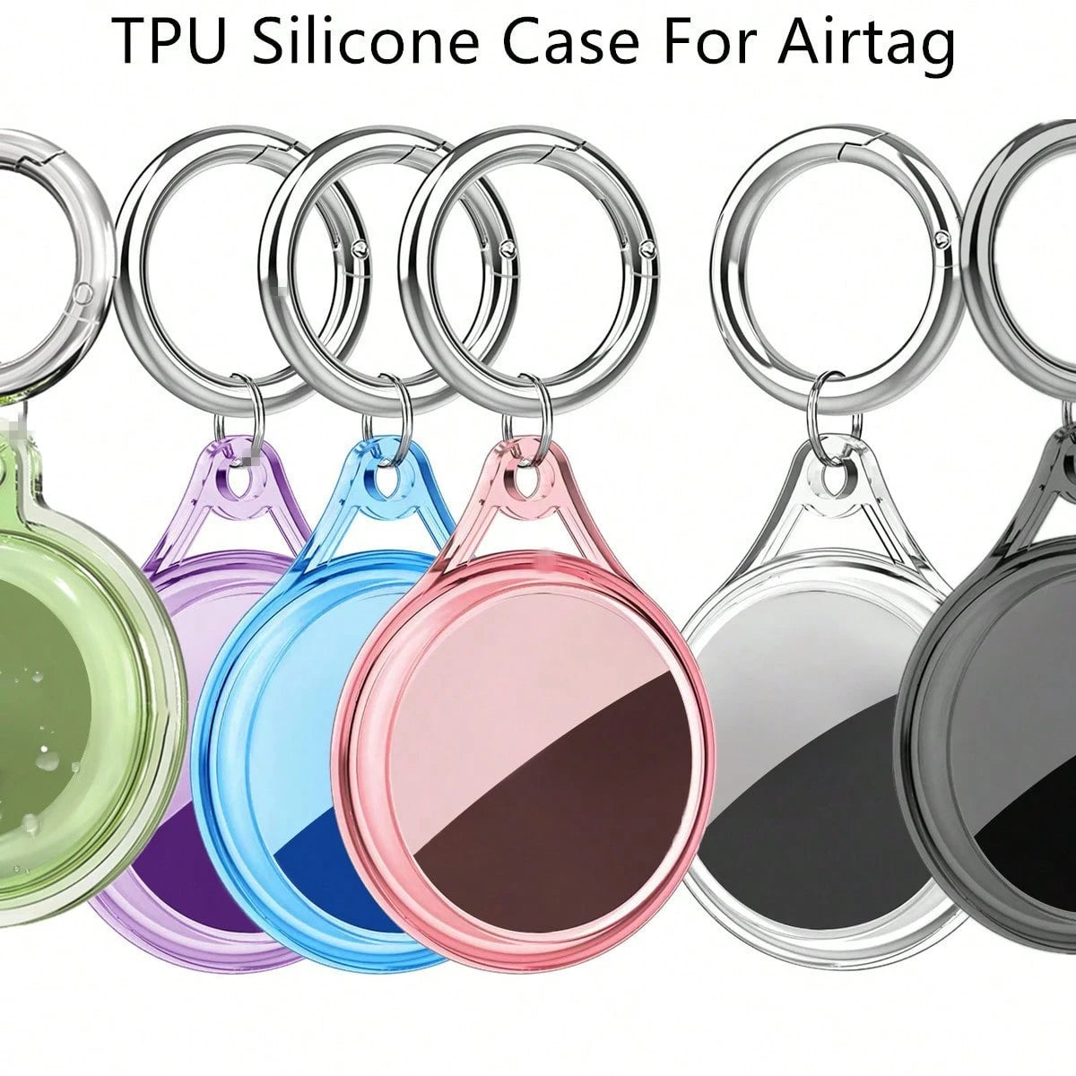 1pc Transparent TPU Protective Case For Airtag Antil-Lost Tracker, Soft Silicone Full Coverage, Waterproof Dustproof Shockproof, With Metal Keychain, Multiple Colors Available, Great Gift Idea