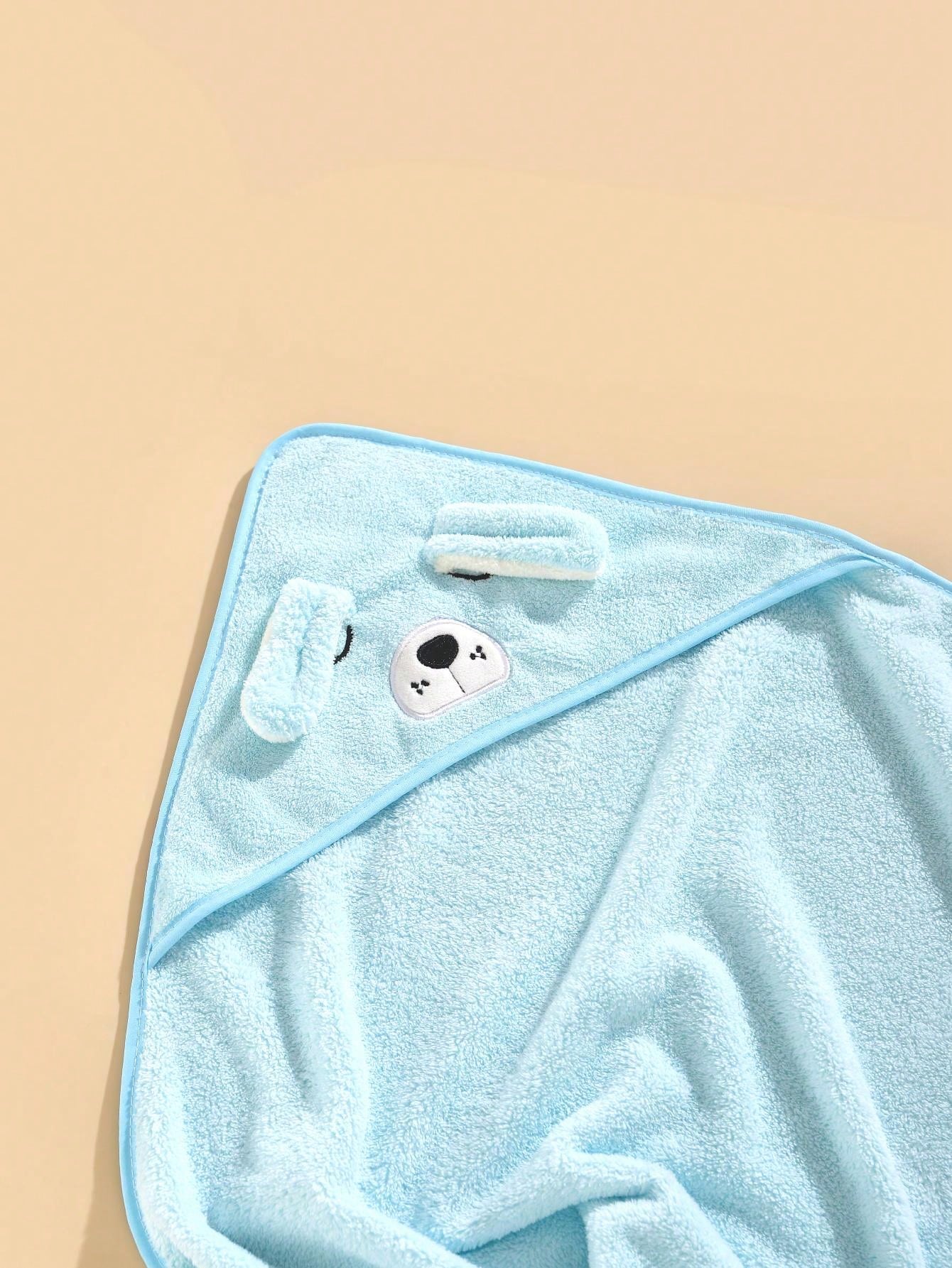 1pc Unisex Polyester Fabric Hooded Coral Fleece Soft & Quick Dry Bathrobes, Baby Blanket, Suitable For Bathing, Beach, All Seasons, Size 80cm/31.5inch*80cm/31.5inch