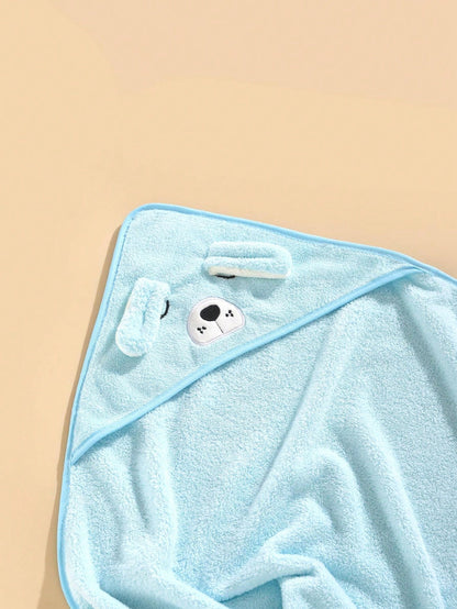 1pc Unisex Polyester Fabric Hooded Coral Fleece Soft & Quick Dry Bathrobes, Baby Blanket, Suitable For Bathing, Beach, All Seasons, Size 80cm/31.5inch*80cm/31.5inch