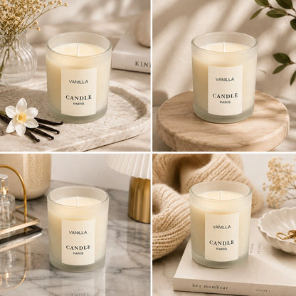 1pc [Vanilla Scent| Elegant] Elegant Vanilla Scented Candle| Round Soy Wax Jar With Glitter Accents| Suitable For Home, Hotel, Wedding Decor, Ideal Gift For Christmas, Halloween, Valentine's Day, M