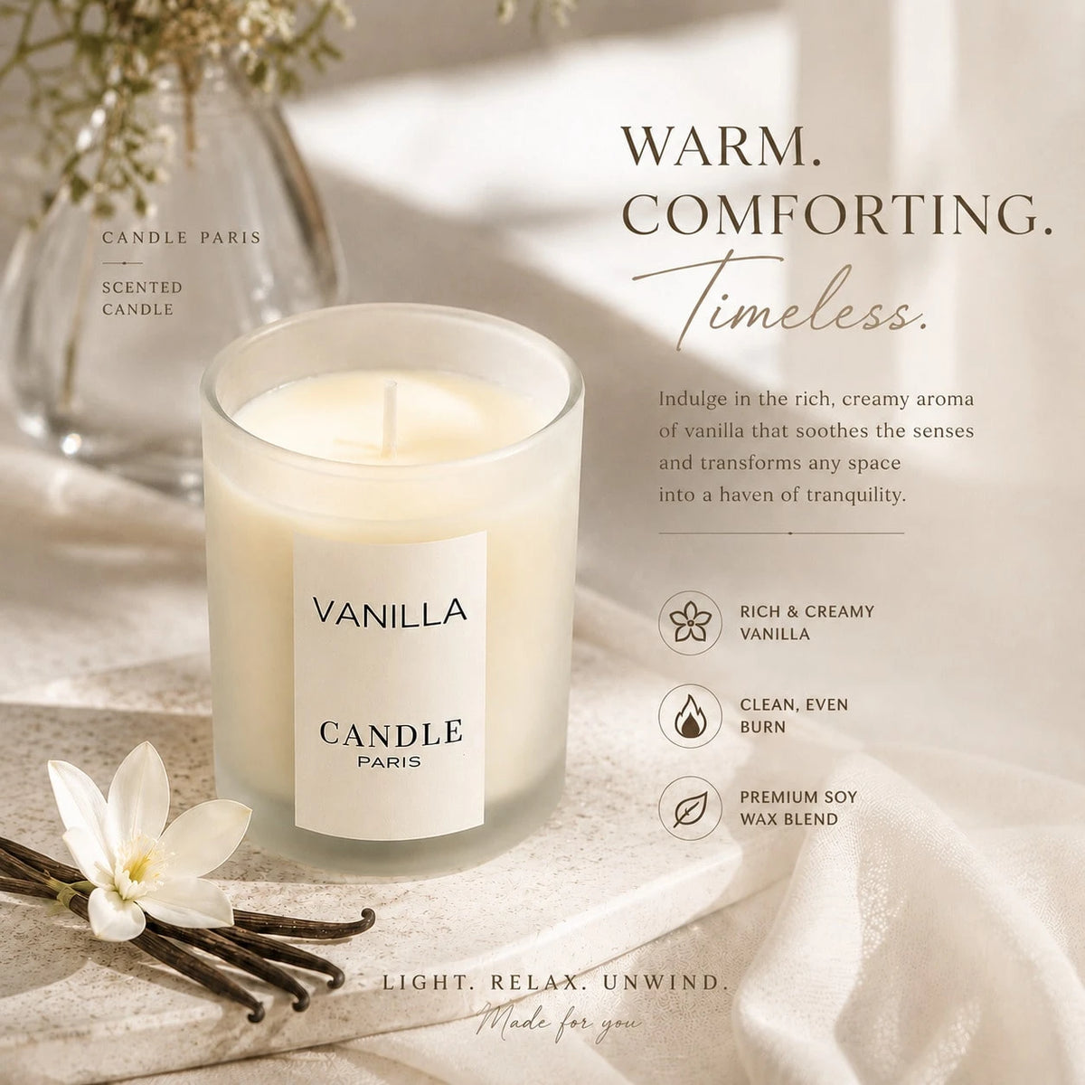 1pc [Vanilla Scent| Elegant] Elegant Vanilla Scented Candle| Round Soy Wax Jar With Glitter Accents| Suitable For Home, Hotel, Wedding Decor, Ideal Gift For Christmas, Halloween, Valentine's Day, M