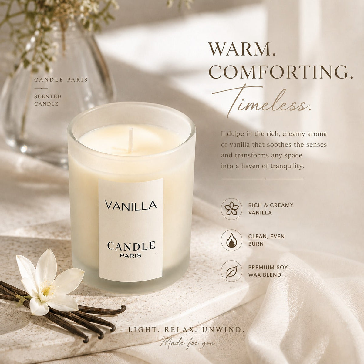 1pc [Vanilla Scent| Elegant] Elegant Vanilla Scented Candle| Round Soy Wax Jar With Glitter Accents| Suitable For Home, Hotel, Wedding Decor, Ideal Gift For Christmas, Halloween, Valentine's Day, M