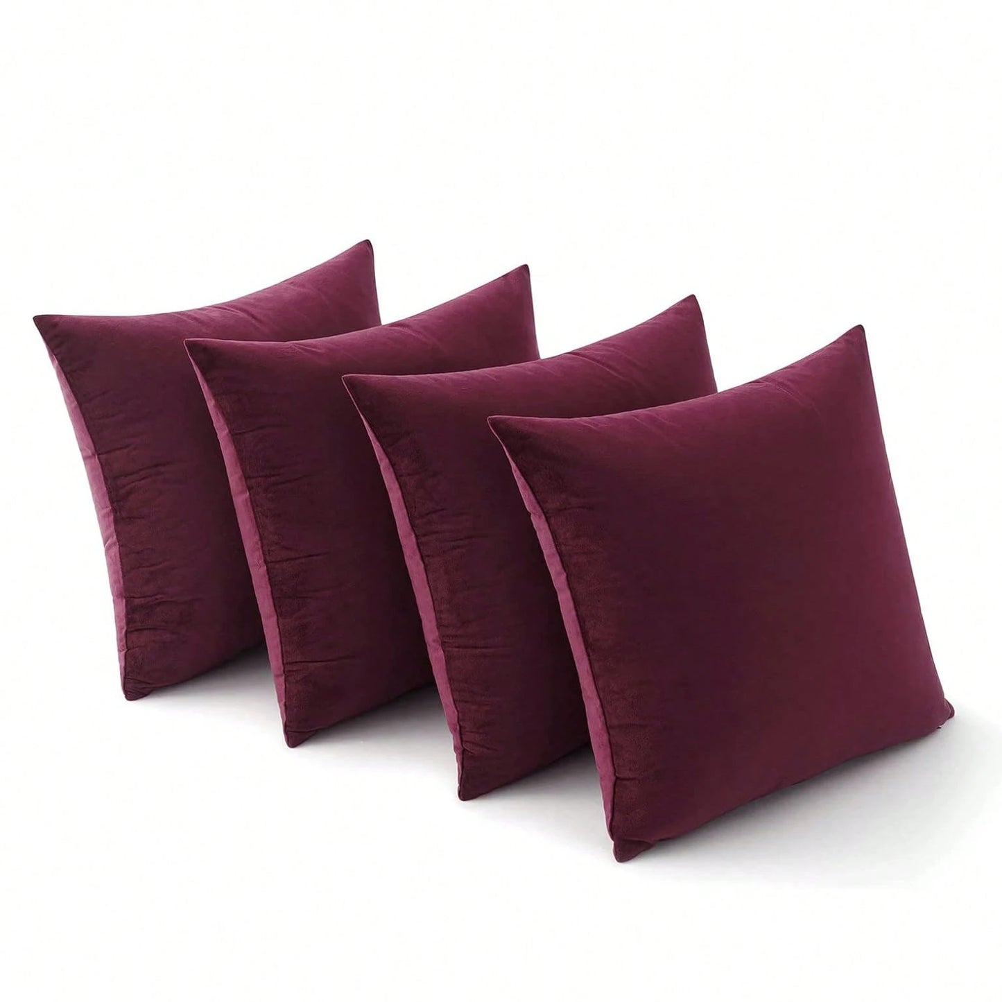 1pc Velvet Christmas Throw Pillow Covers Decorative Square Pillowcase Soft Solid Cushion Case For Sofa Bedroom Chair Car 18x18 Inch Red Wine