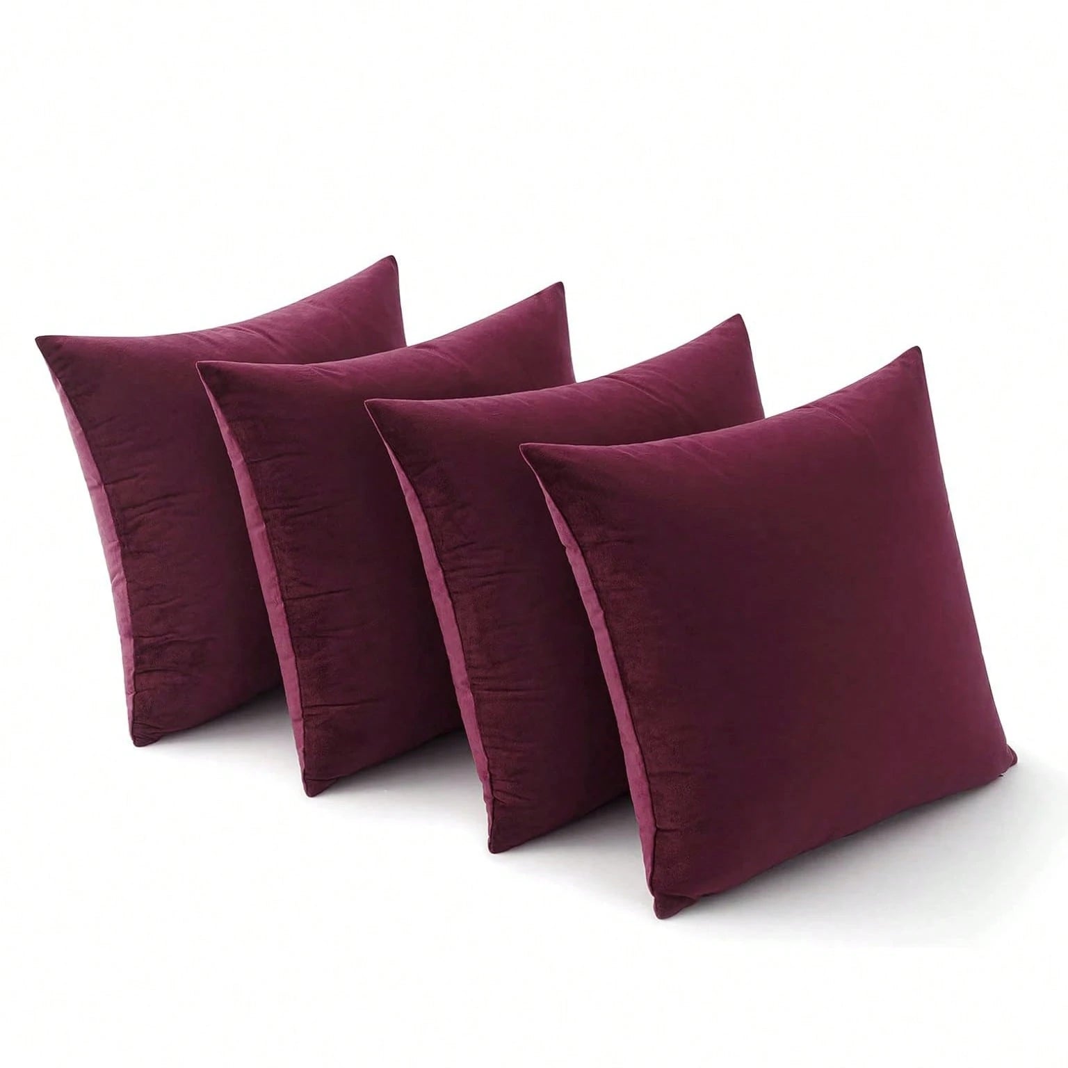 1pc Velvet Christmas Throw Pillow Covers Decorative Square Pillowcase Soft Solid Cushion Case For Sofa Bedroom Chair Car 18x18 Inch Red Wine