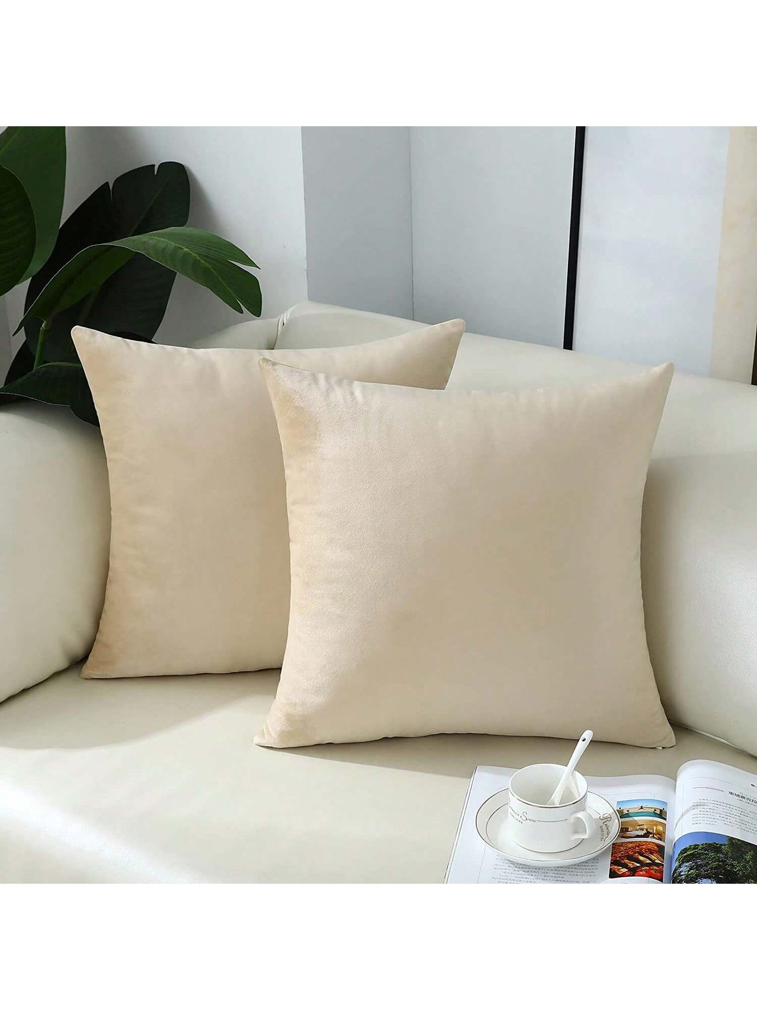 1pc Velvet Christmas Throw Pillow Covers Decorative Square Pillowcase Soft Solid Cushion Case For Sofa Bedroom Chair Car 18x18 Inch Red Wine