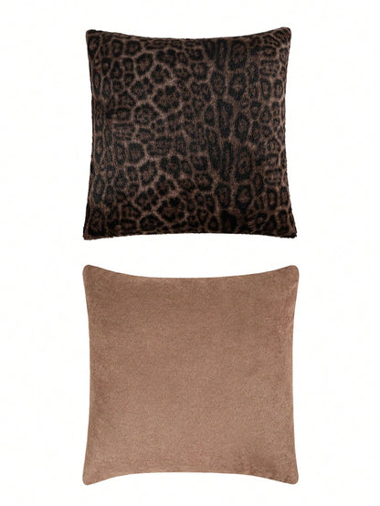 1pc Vintage Leopard Print Plush Pillow Cover, Suitable For Bedroom, Living Room, Sofa, Holiday Decor (Pillow Insert Not Included)