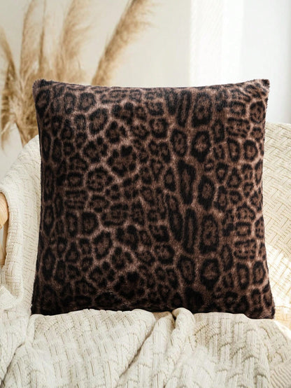 1pc Vintage Leopard Print Plush Pillow Cover, Suitable For Bedroom, Living Room, Sofa, Holiday Decor (Pillow Insert Not Included)