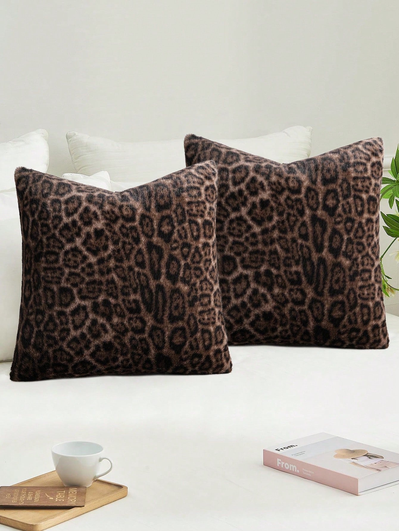 1pc Vintage Leopard Print Plush Pillow Cover, Suitable For Bedroom, Living Room, Sofa, Holiday Decor (Pillow Insert Not Included)