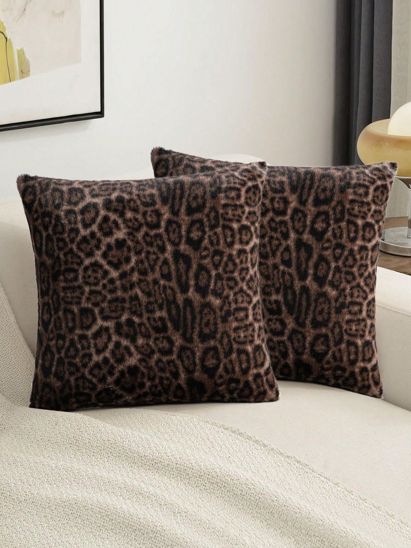 1pc Vintage Leopard Print Plush Pillow Cover, Suitable For Bedroom, Living Room, Sofa, Holiday Decor (Pillow Insert Not Included)