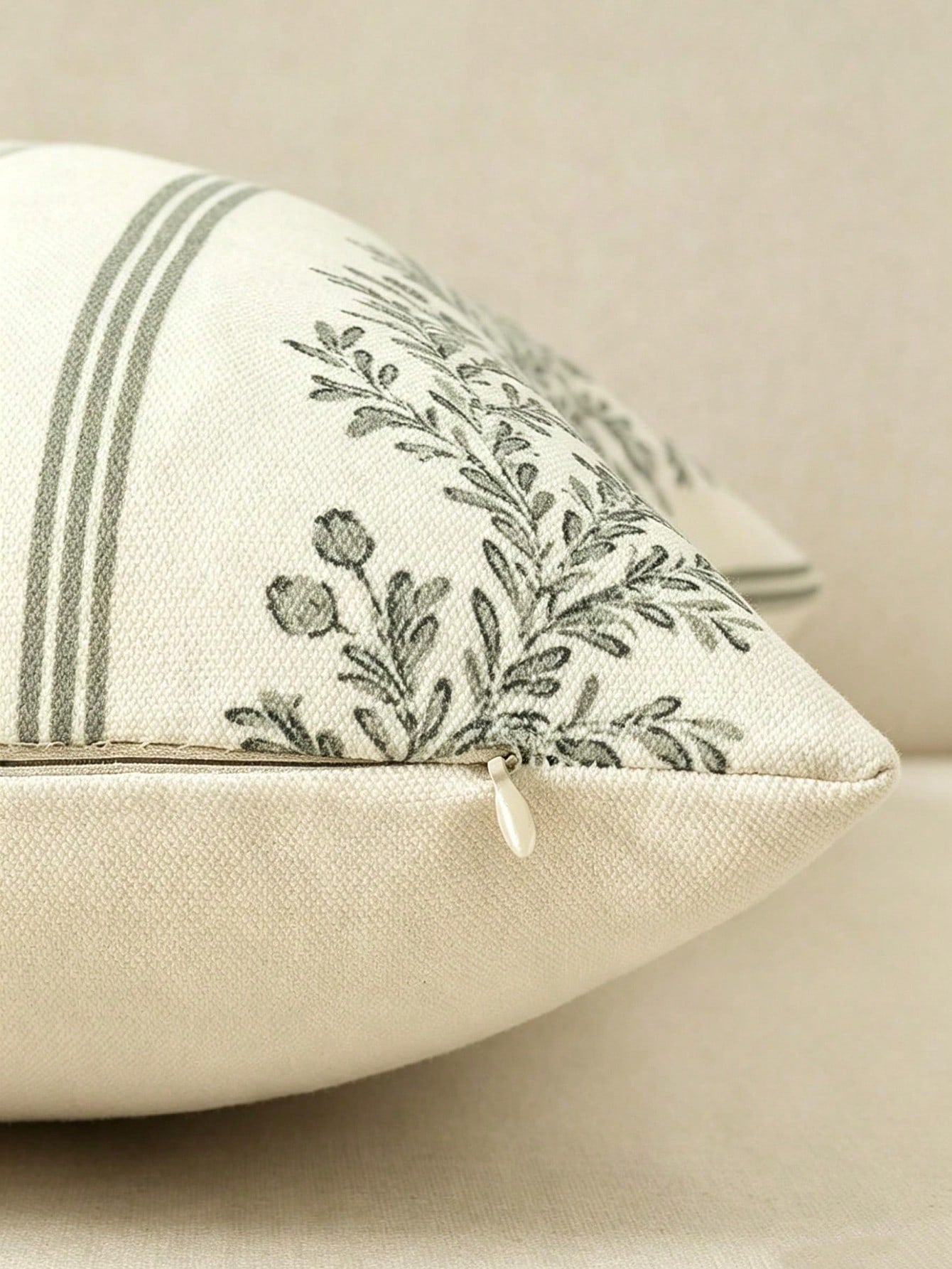 1pc Vintage Throw Pillow Covers, Striped Floral Pillow Cover Botanical Patterned Decorative Cushion Covers Modern Farmhouse Home Decor For Sofa Couch Bed Living Room
