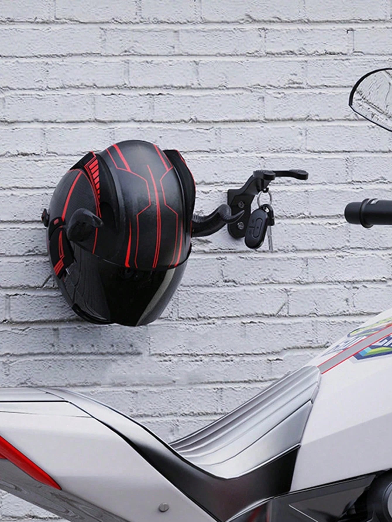 1PC Wall-Mounted Motorcycle Helmet Hook, Heavy-Duty Load-Bearing Electric Scooter Full Helmet Half Helmet Wall Hook, Built-In Small Hook For Keys, Motorcycle Helmet Storage Bracket
