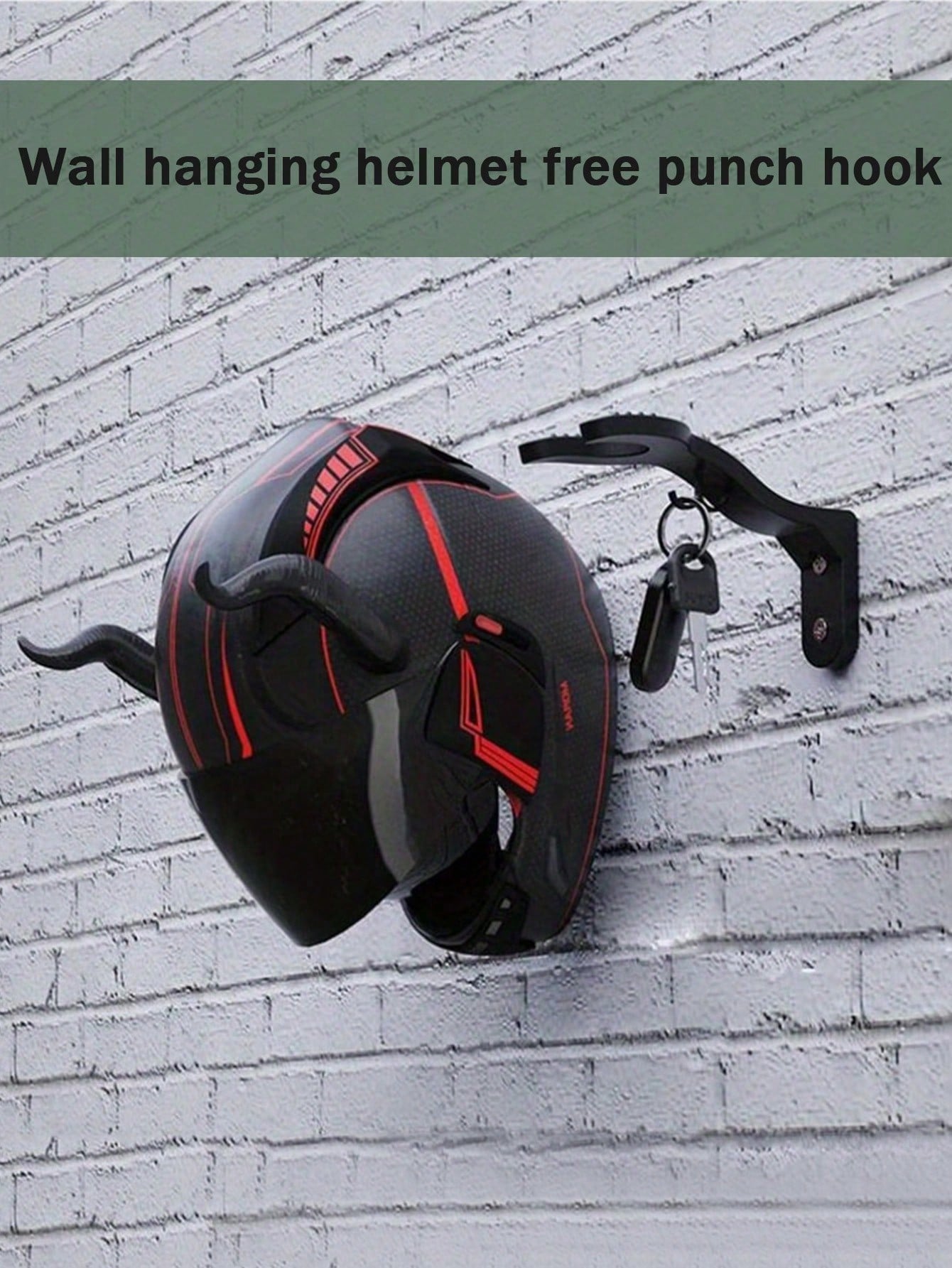 1PC Wall-Mounted Motorcycle Helmet Hook, Heavy-Duty Load-Bearing Electric Scooter Full Helmet Half Helmet Wall Hook, Built-In Small Hook For Keys, Motorcycle Helmet Storage Bracket