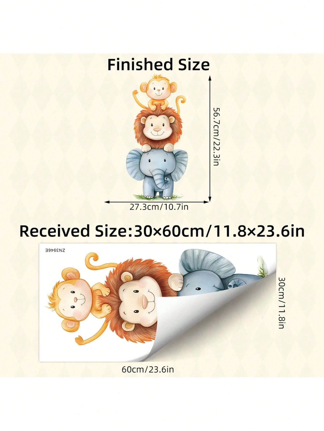1pc Watercolor Cute Animal Wall Sticker- Elephant And Monkey Design- PVC Self-Adhesive Mural- Suitable For Game Room/Kids Room Decor, Living Room, Door, Kindergarten, Classroom, Home Decor & Gift