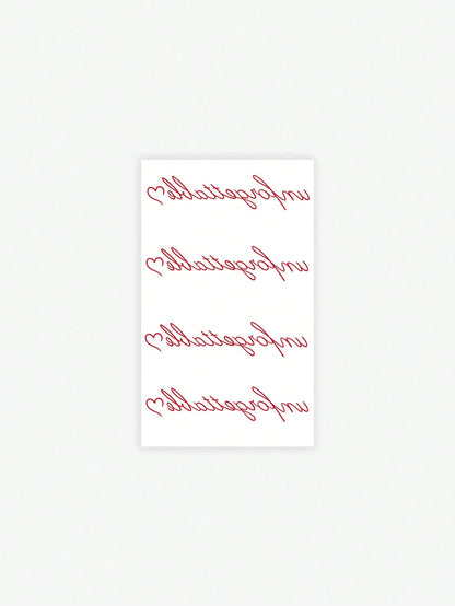 1pc Waterproof, Sweat-Resistant, Washable Fashionable "Unforgettable" Temporary Tattoo Sticker, Designed For Sexy Girls' Collarbone And Waist, Featuring Cute And Eye-Catching Handwritten English Font