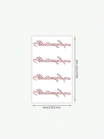 1pc Waterproof, Sweat-Resistant, Washable Fashionable "Unforgettable" Temporary Tattoo Sticker, Designed For Sexy Girls' Collarbone And Waist, Featuring Cute And Eye-Catching Handwritten English Font