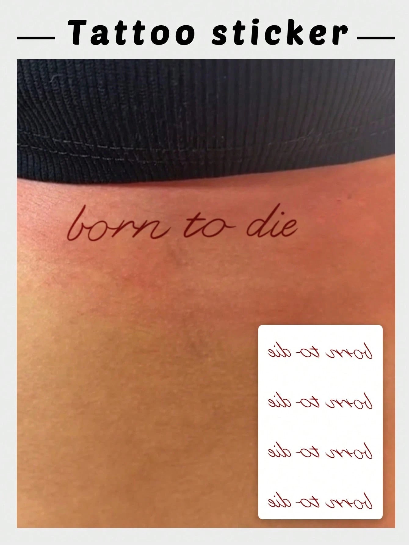 1pc Waterproof, Sweat-Resistant, Washable Fashionable "Unforgettable" Temporary Tattoo Sticker, Designed For Sexy Girls' Collarbone And Waist, Featuring Cute And Eye-Catching Handwritten English Font