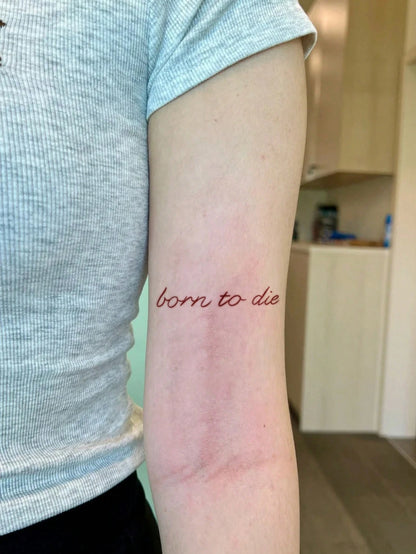 1pc Waterproof, Sweat-Resistant, Washable Fashionable "Unforgettable" Temporary Tattoo Sticker, Designed For Sexy Girls' Collarbone And Waist, Featuring Cute And Eye-Catching Handwritten English Font