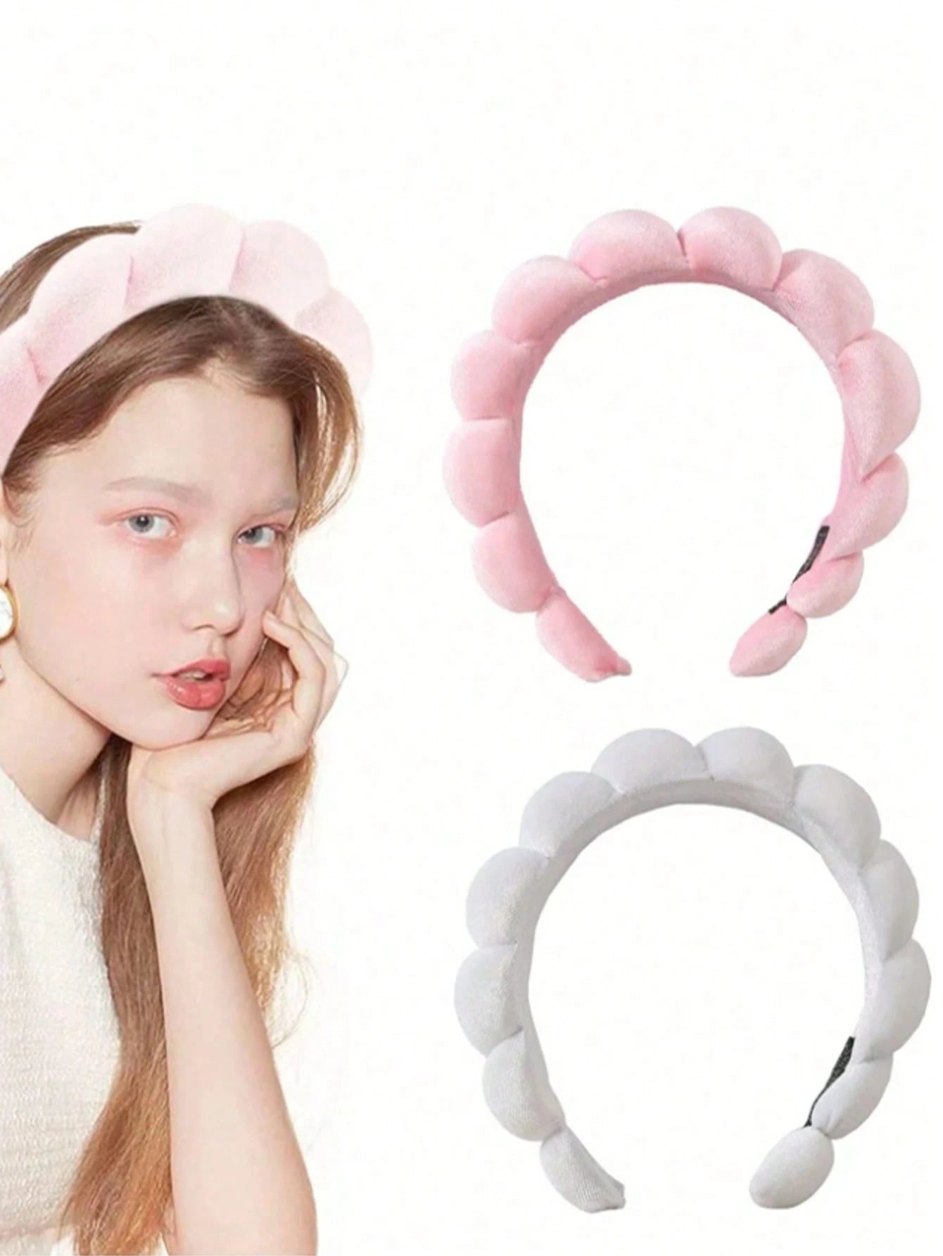 1pc White Facial Headband, Face Mask Headband, Makeup Sponge Headband, Towel Headband, Cleansing Headband, Sports Headband, Fashion Accessory For Women & Girls, Great Gift