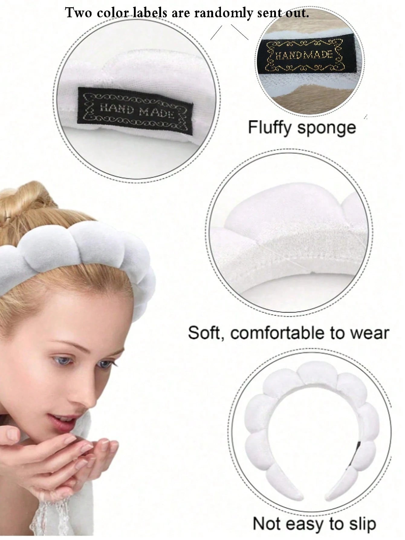 1pc White Facial Headband, Face Mask Headband, Makeup Sponge Headband, Towel Headband, Cleansing Headband, Sports Headband, Fashion Accessory For Women & Girls, Great Gift