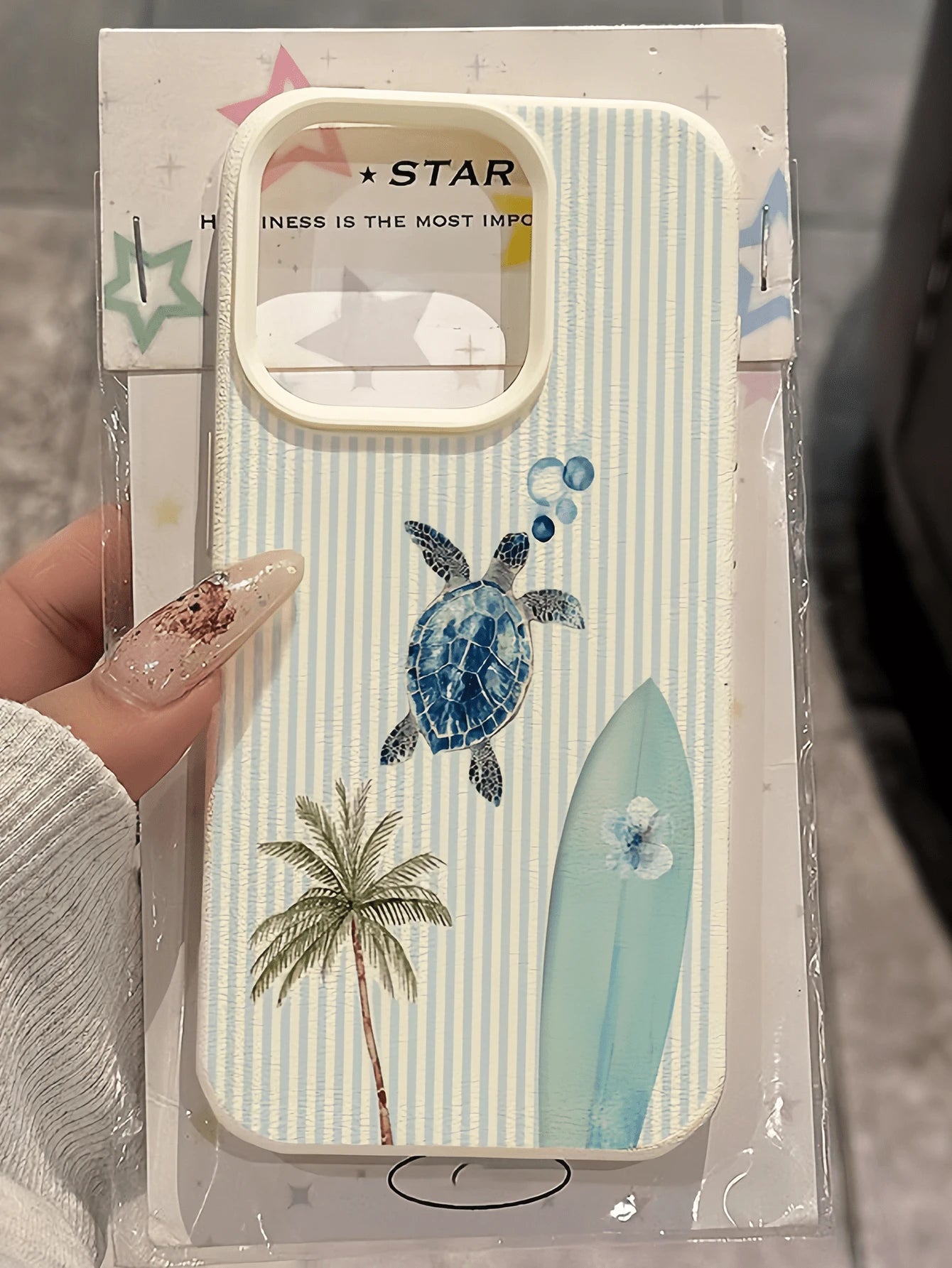 1pc White Striped Turtle Surfboard Personalized Minimalist Shockproof Soft TPU Fashion Phone Case Full Coverage Anti-Fouling Protective Shell Compatible With Apple 17 16 15 14 13 12 11 Pro Max Air And