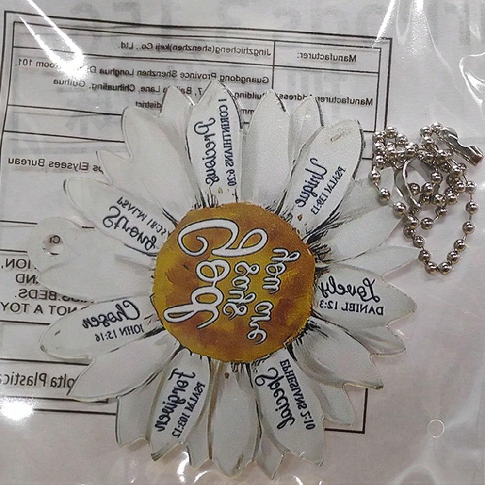 1pc White Sunflower Acrylic Flat Car Hanging Decoration, Key Holder