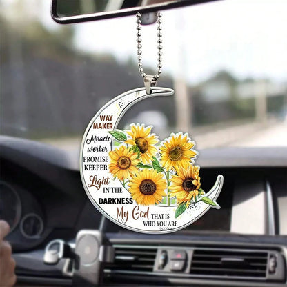 1pc White Sunflower Acrylic Flat Car Hanging Decoration, Key Holder