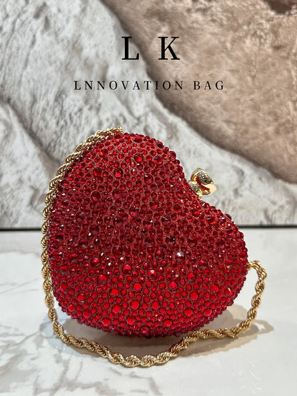 1pc Women's Fashion Shiny Heart-Shaped Rhinestone Handbag Design Wedding Clutch Evening Bag Party Banquet Purse Wallet, Suitable For Evening Parties, Weddings, Banquets And Other Formal Occasions, As