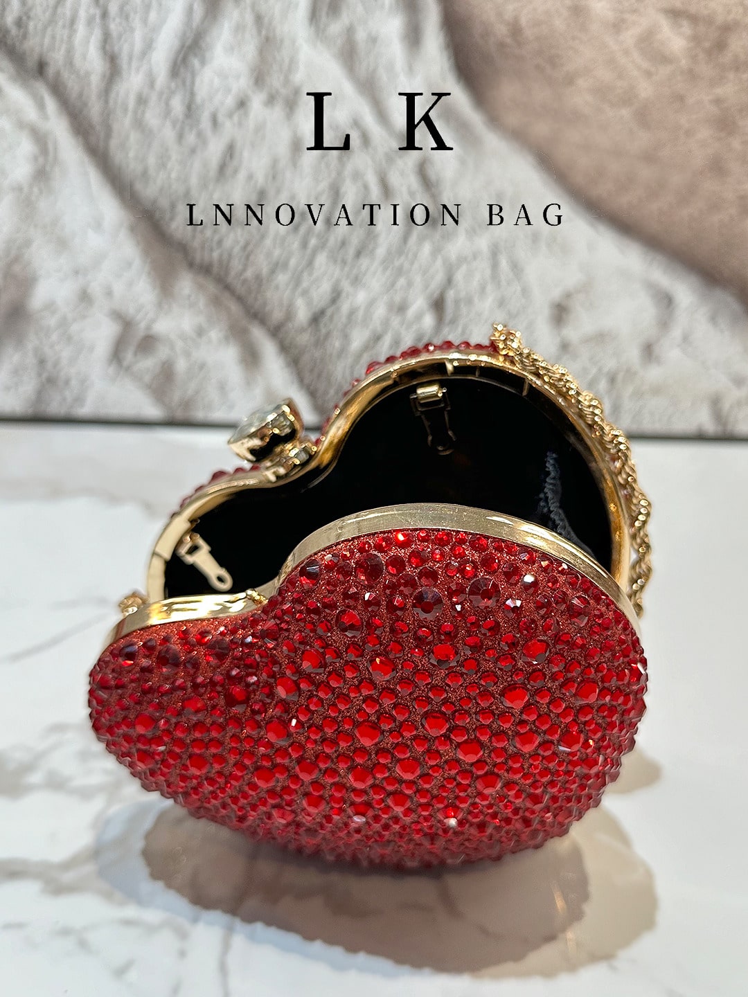 1pc Women's Fashion Shiny Heart-Shaped Rhinestone Handbag Design Wedding Clutch Evening Bag Party Banquet Purse Wallet, Suitable For Evening Parties, Weddings, Banquets And Other Formal Occasions, As