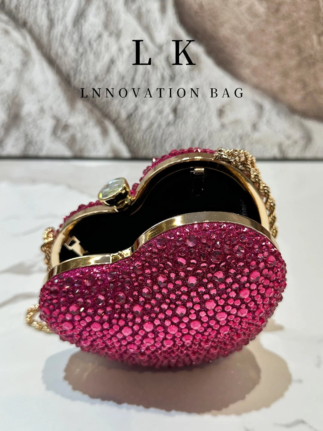 1pc Women's Fashion Shiny Heart-Shaped Rhinestone Handbag Design Wedding Clutch Evening Bag Party Banquet Purse Wallet, Suitable For Evening Parties, Weddings, Banquets And Other Formal Occasions, As