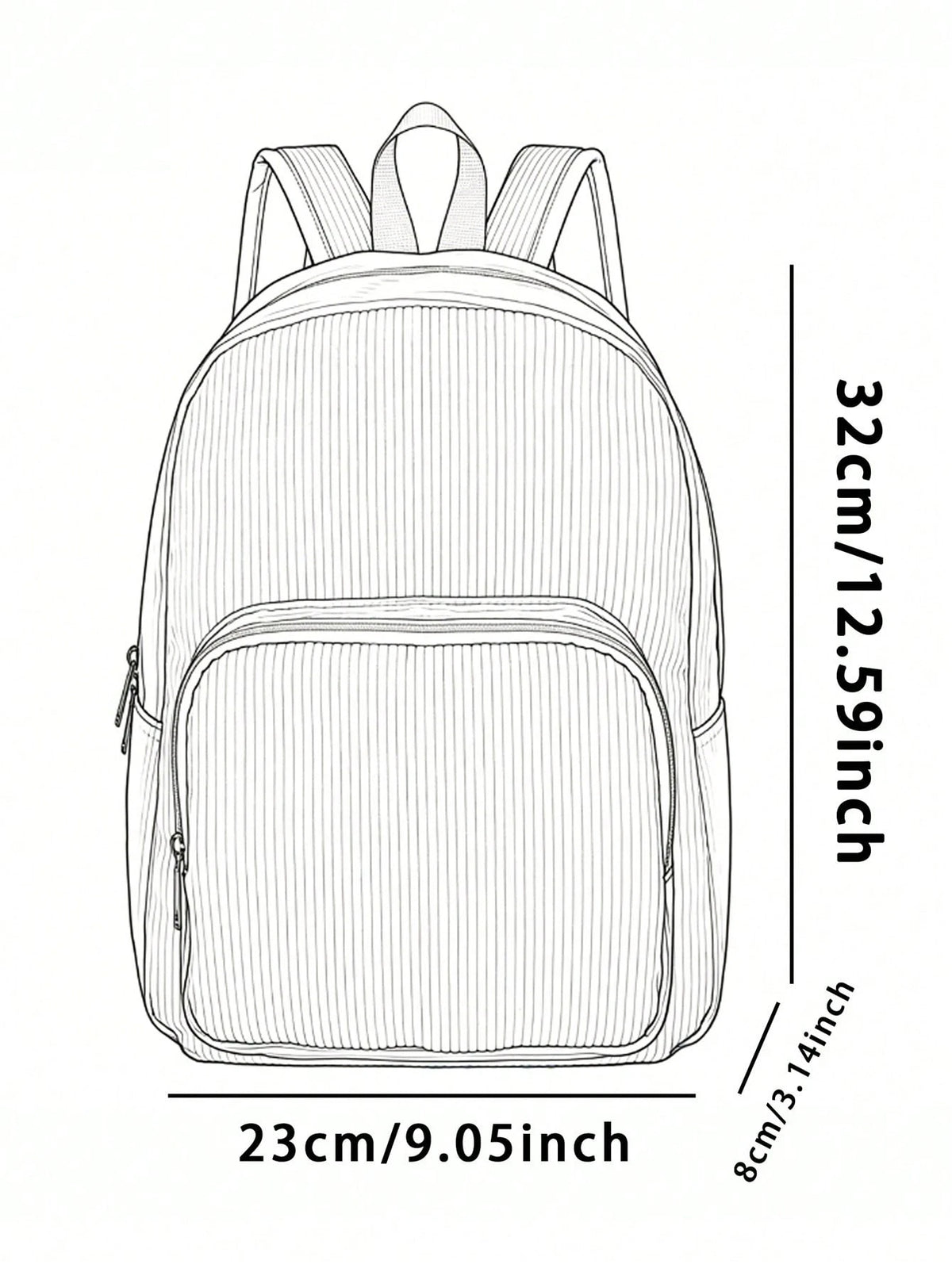 1PC Women's Mini Backpack, Corduroy Girls School Bag, Travel Storage Bag, Strawberry Print, Large Capacity, Foldable & Easy To Store, Lightweight & Pressure-Relieving, Multi-Pocket Layered Design With