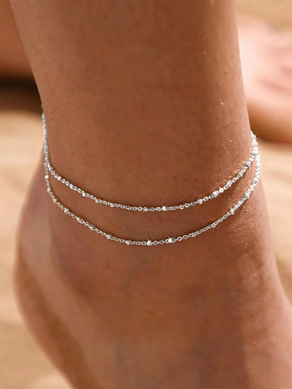 1pc Women's Waterproof Stainless Steel Heart-Shaped Anklet, 18K Gold Plated, Anti-Oxidation, Romantic Valentine's Day Gift For Girlfriend