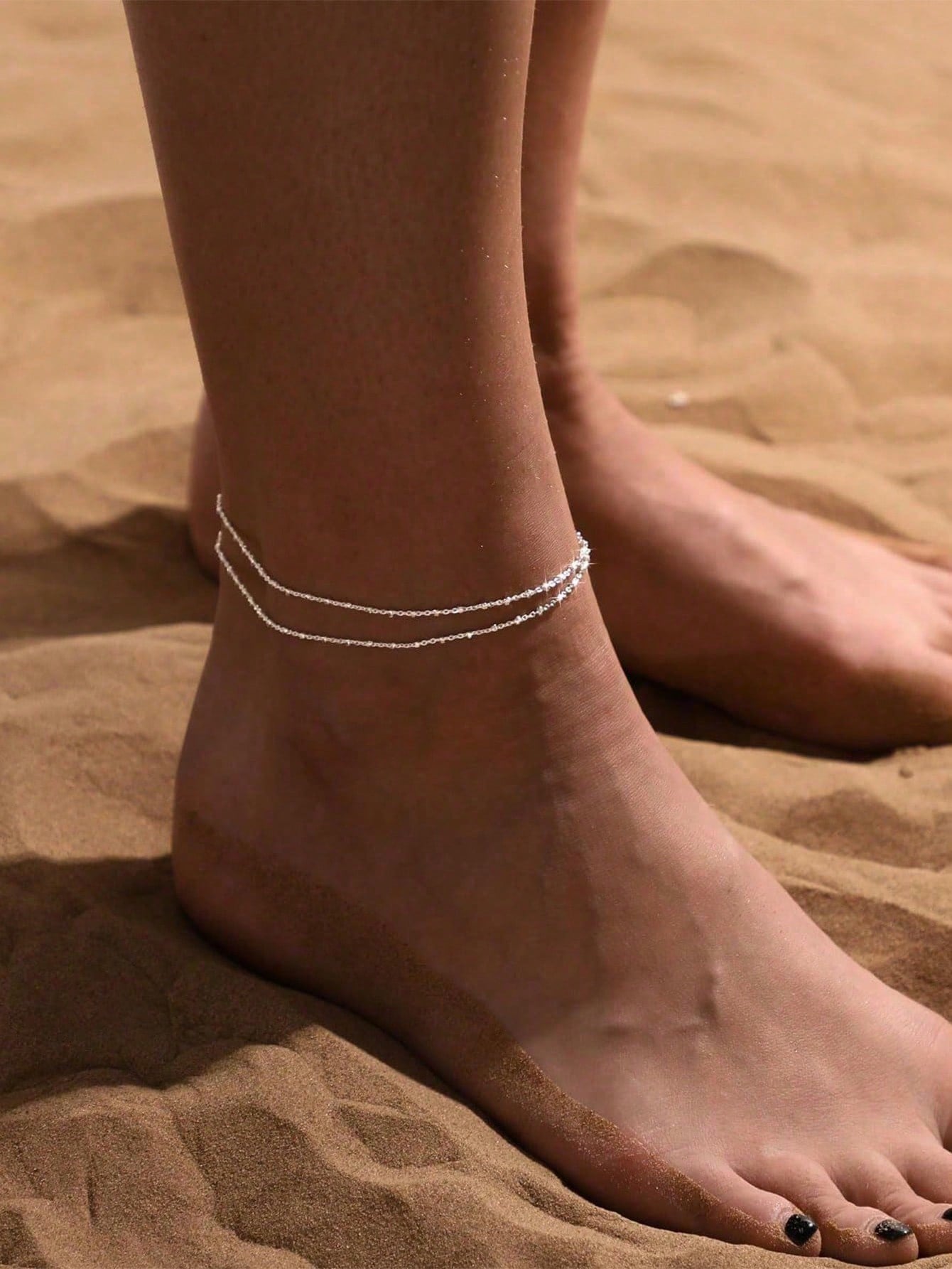 1pc Women's Waterproof Stainless Steel Heart-Shaped Anklet, 18K Gold Plated, Anti-Oxidation, Romantic Valentine's Day Gift For Girlfriend