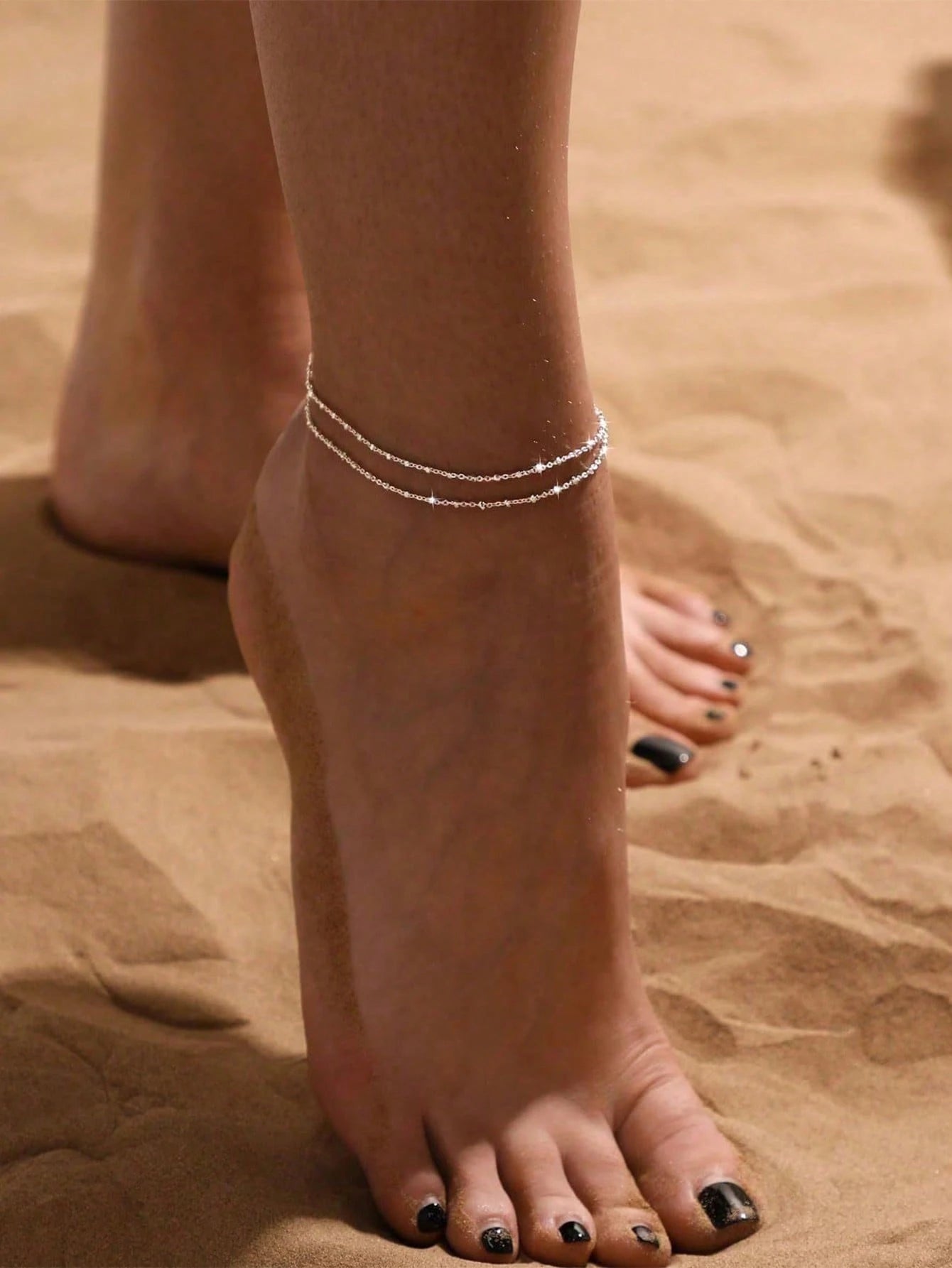 1pc Women's Waterproof Stainless Steel Heart-Shaped Anklet, 18K Gold Plated, Anti-Oxidation, Romantic Valentine's Day Gift For Girlfriend
