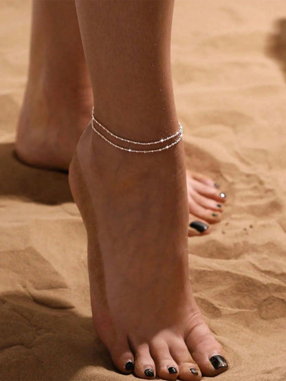 1pc Women's Waterproof Stainless Steel Heart-Shaped Anklet, 18K Gold Plated, Anti-Oxidation, Romantic Valentine's Day Gift For Girlfriend