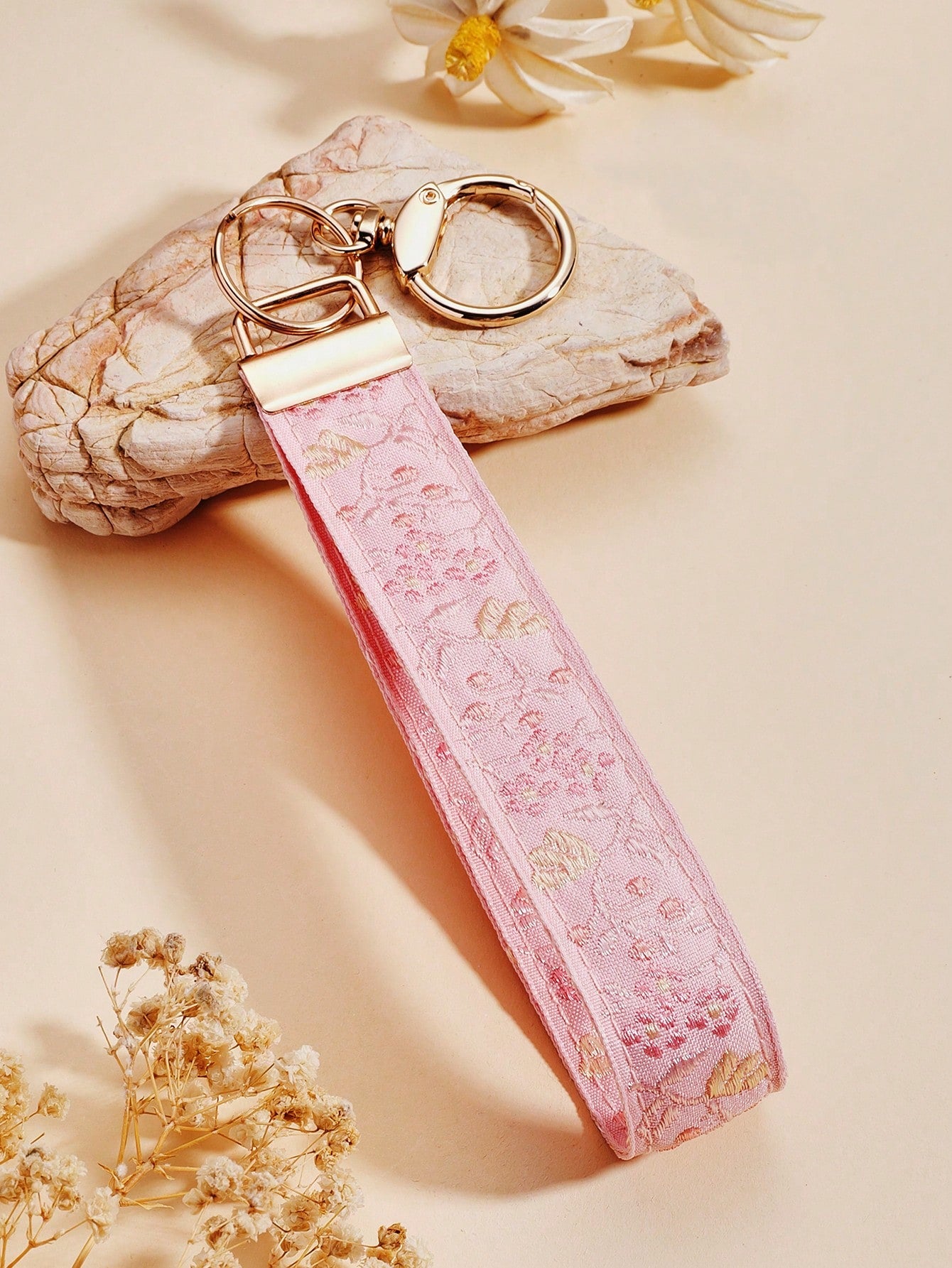 1pc Zinc Alloy Keychain, Key Chain, Bag Charm, Gift For Women, Double-Layer Ribbon Keychain, Woven Strap Keychain, Keychain Accessories, Wristlet Keychain, Printed Ribbon Keychain, Women's Car Keychai