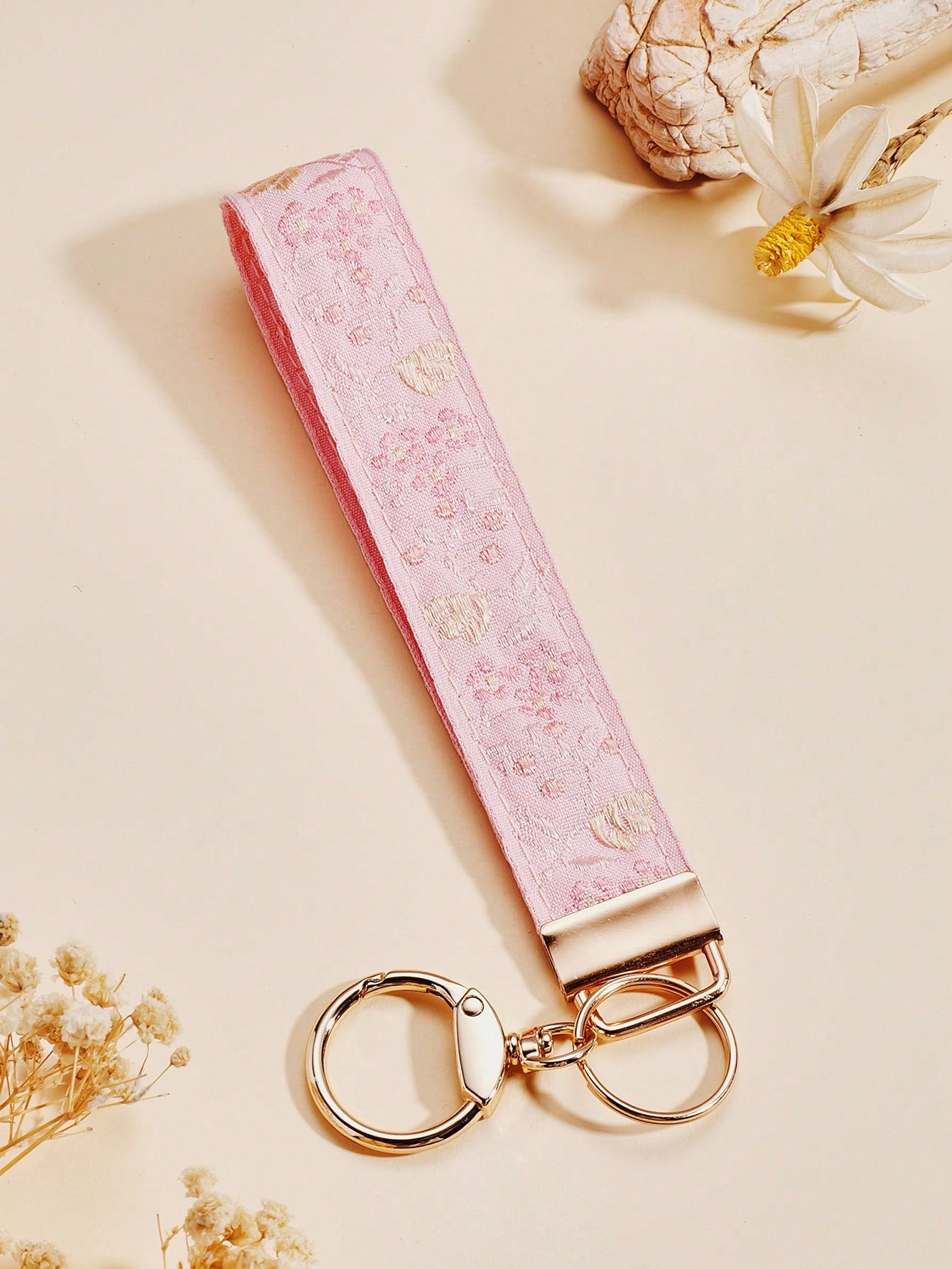 1pc Zinc Alloy Keychain, Key Chain, Bag Charm, Gift For Women, Double-Layer Ribbon Keychain, Woven Strap Keychain, Keychain Accessories, Wristlet Keychain, Printed Ribbon Keychain, Women's Car Keychai